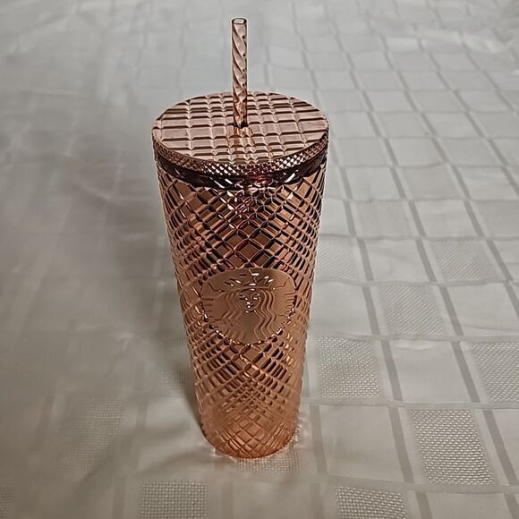 Starbucks Rose Gold Studded Cold Cup Tumbler 2021 24oz 710ml - Picture 1 of 16